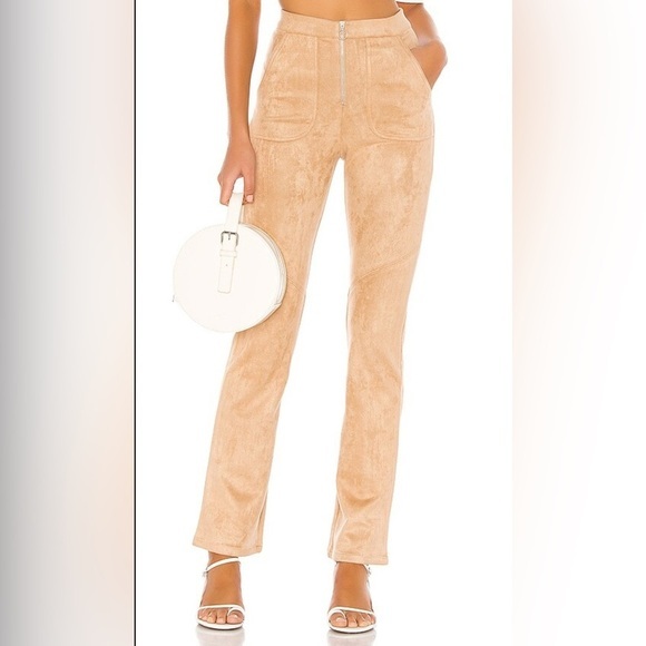 Majorelle Revolve Women’s X Small Abbi Vegan Suede Flare Trouser Pants Beige XS - Picture 1 of 15